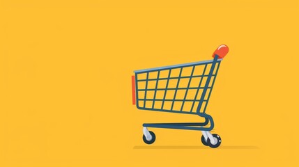 Shopping Cart on Yellow Background