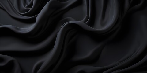Fototapeta premium Dark abstract background with flowing black fabric