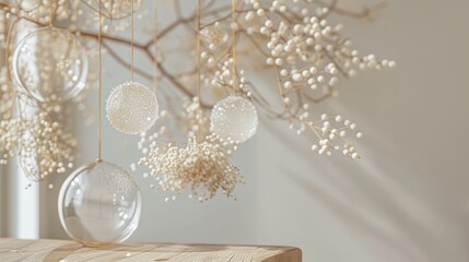  Shiny baubles hanging from ceiling