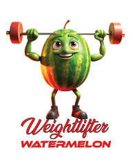 Funny Watermelon Art Weightlifter Biker