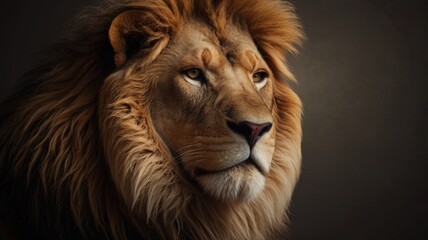Fototapeta premium close-up portrait of a lion on dark background