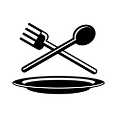 Spoon, Plate and Fork Icon Vector.  Food, dining, bar, cafe, hotel, dining concept. Sign Isolated on white background. Trendy Flat style for restaurant menu, graphic design, logo, Web, UI, mobile upp,
