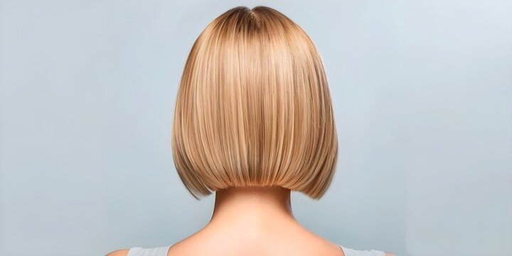 Blonde ombre balayage short bob haircut viewed from the back. Concept Blonde hair, Ombre balayage, Short bob haircut, View from the back