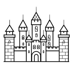 Obraz premium Princess palace, castle icon, castle, Castle png, Line Art Castle, Minimalist Wall Art, Castle Illustration, Castle Silhouette, Line art princes, Line art Palace, Fantasy Castle SVG, Castle Tower, Cas