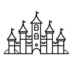 Obraz premium Princess palace, castle icon, castle, Castle png, Line Art Castle, Minimalist Wall Art, Castle Illustration, Castle Silhouette, Line art princes, Line art Palace, Fantasy Castle SVG, Castle Tower, Cas