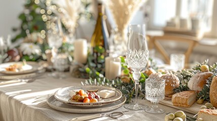 Sharing festive meal at table