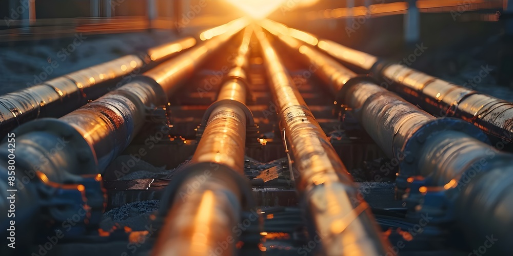 Aufkleber capturing the movement of resources a photo of an oil gas pipeline during the refining process. conc