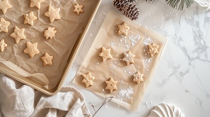 Gingerbread shapes on baking sheet