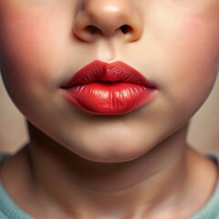 Fototapeta premium child with lips, closeup ,realistic 