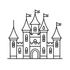 Obraz premium Princess palace, castle icon, castle, Castle png, Line Art Castle, Minimalist Wall Art, Castle Illustration, Castle Silhouette, Line art princes, Line art Palace, Fantasy Castle SVG, Castle Tower, Cas