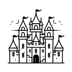 Obraz premium Princess palace, castle icon, castle, Castle png, Line Art Castle, Minimalist Wall Art, Castle Illustration, Castle Silhouette, Line art princes, Line art Palace, Fantasy Castle SVG, Castle Tower, Cas