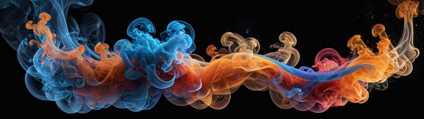 Obraz premium An abstract image of smoke swirling in the air, illuminated with color gels to create vibrant, ethereal patterns.