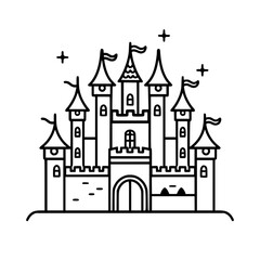 Obraz premium Princess palace, castle icon, castle, Castle png, Line Art Castle, Minimalist Wall Art, Castle Illustration, Castle Silhouette, Line art princes, Line art Palace, Fantasy Castle SVG, Castle Tower, Cas