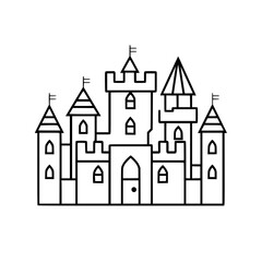 Obraz premium Princess palace, castle icon, castle, Castle png, Line Art Castle, Minimalist Wall Art, Castle Illustration, Castle Silhouette, Line art princes, Line art Palace, Fantasy Castle SVG, Castle Tower, Cas