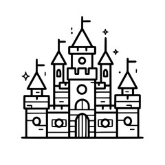 Obraz premium Princess palace, castle icon, castle, Castle png, Line Art Castle, Minimalist Wall Art, Castle Illustration, Castle Silhouette, Line art princes, Line art Palace, Fantasy Castle SVG, Castle Tower, Cas