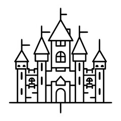 Obraz premium Princess palace, castle icon, castle, Castle png, Line Art Castle, Minimalist Wall Art, Castle Illustration, Castle Silhouette, Line art princes, Line art Palace, Fantasy Castle SVG, Castle Tower, Cas