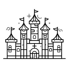 Obraz premium Princess palace, castle icon, castle, Castle png, Line Art Castle, Minimalist Wall Art, Castle Illustration, Castle Silhouette, Line art princes, Line art Palace, Fantasy Castle SVG, Castle Tower, Cas