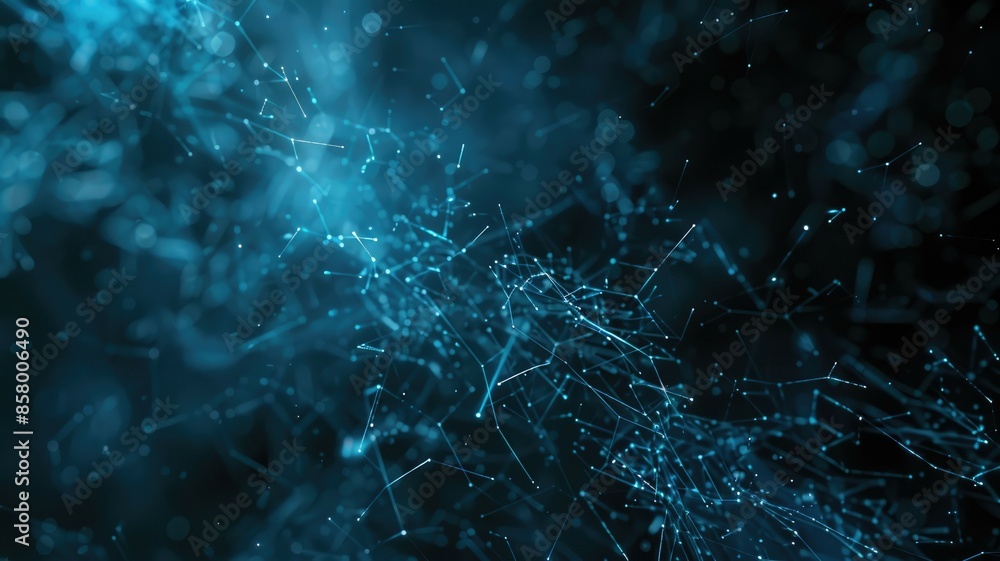 Aufkleber an intricate and futuristic abstract digital network with dynamic blue light connections is visually