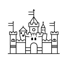 Obraz premium Princess palace, castle icon, castle, Castle png, Line Art Castle, Minimalist Wall Art, Castle Illustration, Castle Silhouette, Line art princes, Line art Palace, Fantasy Castle SVG, Castle Tower, Cas