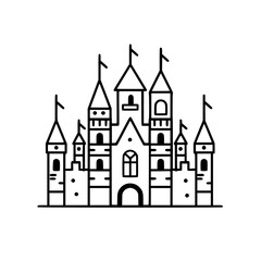 Obraz premium Princess palace, castle icon, castle, Castle png, Line Art Castle, Minimalist Wall Art, Castle Illustration, Castle Silhouette, Line art princes, Line art Palace, Fantasy Castle SVG, Castle Tower, Cas