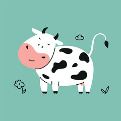 Cute cow animal vector illustration
