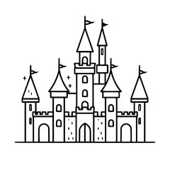 Obraz premium Princess palace, castle icon, castle, Castle png, Line Art Castle, Minimalist Wall Art, Castle Illustration, Castle Silhouette, Line art princes, Line art Palace, Fantasy Castle SVG, Castle Tower, Cas