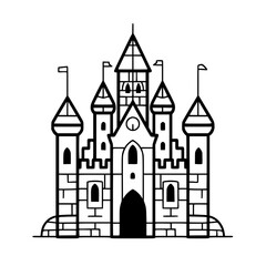 Obraz premium Princess palace, castle icon, castle, Castle png, Line Art Castle, Minimalist Wall Art, Castle Illustration, Castle Silhouette, Line art princes, Line art Palace, Fantasy Castle SVG, Castle Tower, Cas