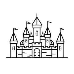 Obraz premium Princess palace, castle icon, castle, Castle png, Line Art Castle, Minimalist Wall Art, Castle Illustration, Castle Silhouette, Line art princes, Line art Palace, Fantasy Castle SVG, Castle Tower, Cas