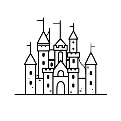 Obraz premium Princess palace, castle icon, castle, Castle png, Line Art Castle, Minimalist Wall Art, Castle Illustration, Castle Silhouette, Line art princes, Line art Palace, Fantasy Castle SVG, Castle Tower, Cas