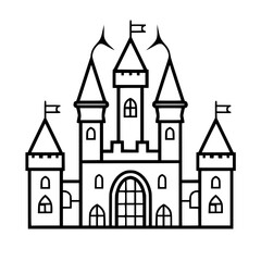 Obraz premium Princess palace, castle icon, castle, Castle png, Line Art Castle, Minimalist Wall Art, Castle Illustration, Castle Silhouette, Line art princes, Line art Palace, Fantasy Castle SVG, Castle Tower, Cas