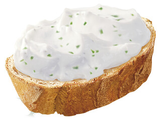 Scheibe Weißbrot mit Kräuterquark