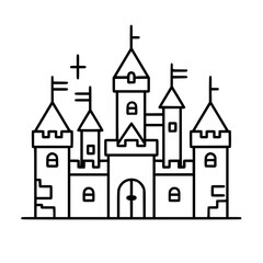 Obraz premium Princess palace, castle icon, castle, Castle png, Line Art Castle, Minimalist Wall Art, Castle Illustration, Castle Silhouette, Line art princes, Line art Palace, Fantasy Castle SVG, Castle Tower, Cas