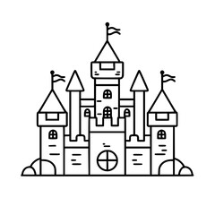 Fototapeta premium Princess palace, castle icon, castle, Castle png, Line Art Castle, Minimalist Wall Art, Castle Illustration, Castle Silhouette, Line art princes, Line art Palace, Fantasy Castle SVG, Castle Tower, Cas