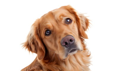 Curious Golden Retriever with Head Tilt