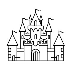 Fototapeta premium Princess palace, castle icon, castle, Castle png, Line Art Castle, Minimalist Wall Art, Castle Illustration, Castle Silhouette, Line art princes, Line art Palace, Fantasy Castle SVG, Castle Tower, Cas