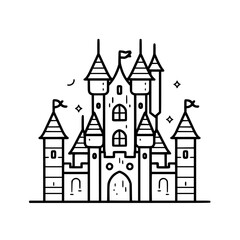 Obraz premium Princess palace, castle icon, castle, Castle png, Line Art Castle, Minimalist Wall Art, Castle Illustration, Castle Silhouette, Line art princes, Line art Palace, Fantasy Castle SVG, Castle Tower, Cas