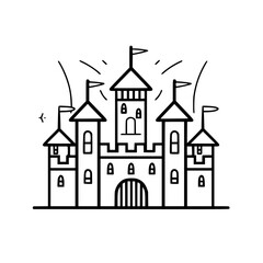 Obraz premium Princess palace, castle icon, castle, Castle png, Line Art Castle, Minimalist Wall Art, Castle Illustration, Castle Silhouette, Line art princes, Line art Palace, Fantasy Castle SVG, Castle Tower, Cas