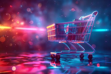 Online store, shopping cart with goods in it