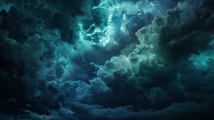 Fototapeta premium Dramatic Stormy Night Sky with Glowing Clouds