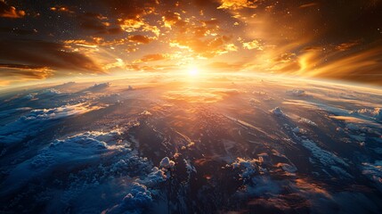 Fototapeta premium Sunrise Over Earth: A Celestial View