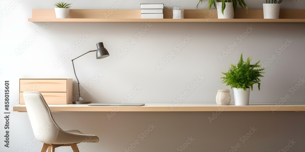 Poster create a sleek efficient home office with a minimalist desk and storage. concept minimalist desk, ef