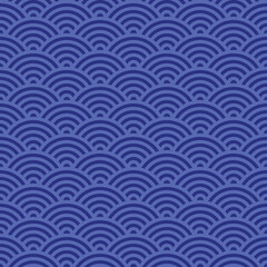 Blue Wave oriental seamless pattern background fabric and wallpaper 
