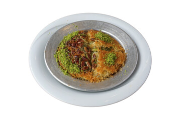 delicious kunefe dessert, isolated on white background