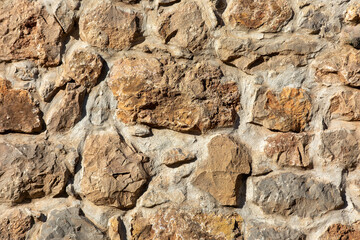 Large Stone Wall Texture with Random Sized Blocks - Natural Backgroun