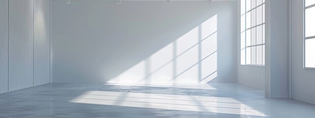 Fototapeta premium A minimalist white room with stark walls and no furniture, creating a sense of emptiness. 