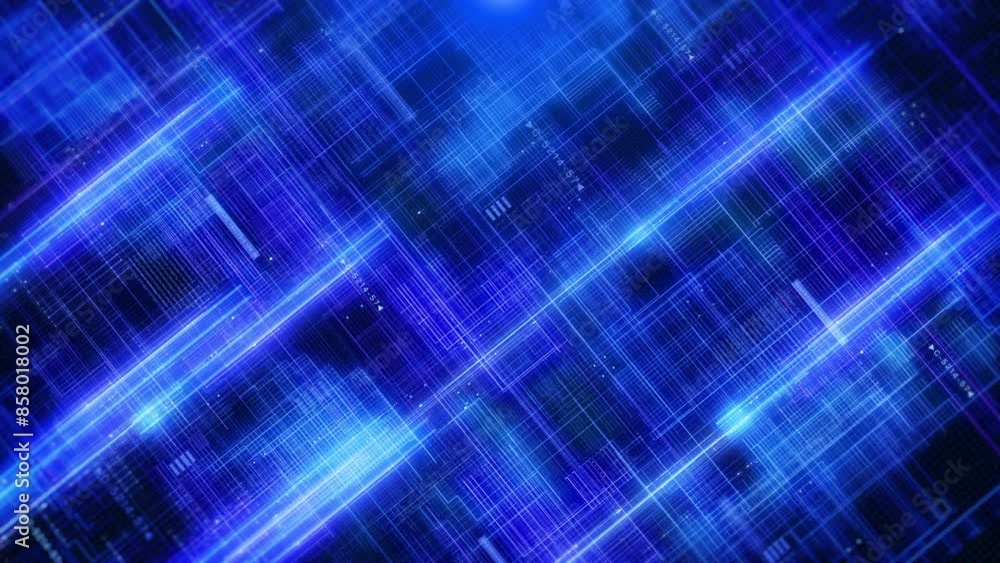 Aufkleber Digital big data information transferring system technology loop 4K motion background.