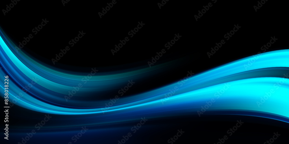 Poster abstract blue background with glowing curve lines