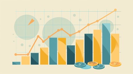 Financial Growth and Success Represented by a Bar Graph and Line Graph
