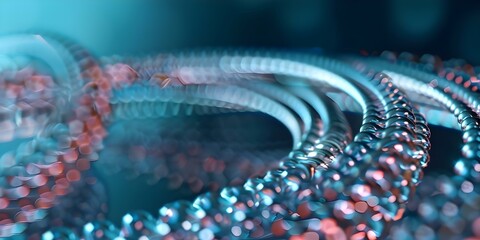 Fototapeta premium Illustrating Quantum Entanglement Microscopic View of Entangled Particles with Wavelike Interference Pattern. Concept Physics, Quantum Mechanics, Entanglement, Particles, Interference Pattern