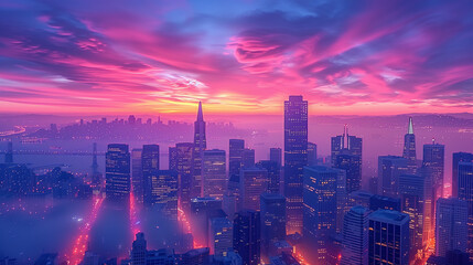 Fototapeta premium sunset over the city